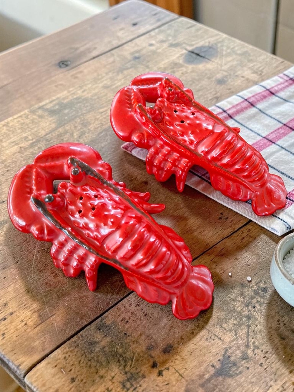 Vintage Red Ceramic Lobster-Shaped Salt & Pepper Shakers - Made In Japon